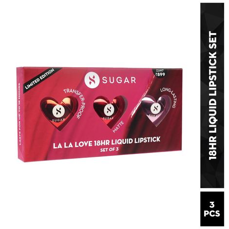 Buy SUGAR Cosmetics La La Love 18HR Liquid Lipstick Set | Transferproof, Waterproof & Matte Finish | Makeup Kit | Gift Set (Pack of 3)-Purplle