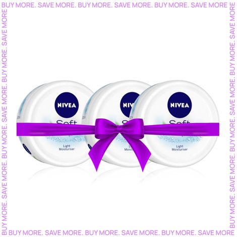 Buy  NIVEA SOFT Light cream with Vitamin E & Jojoba oil for Non-sticky- Fresh, Soft & Hydrated skin - Pack of 3 (100ml*3)-Purplle