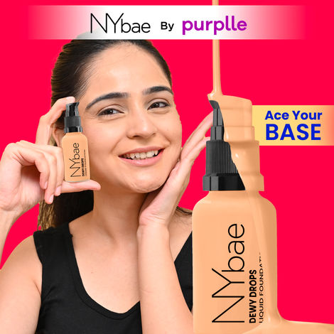 Buy NY Bae Dewy Drops Foundation - Flat White 01 (30 ml) | Fair Skin | Cool Undertone | Full Coverage | Long Lasting | Non-Transfer-Purplle