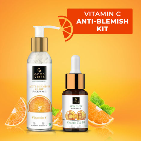 Buy Good Vibes Vitamin C Skin Care Combo (Set of 2) - Face Serum (30 ml) & Facewash (120 ml)-Purplle