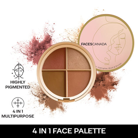 Buy FACES CANADA Second Skin 4 in 1 Face Palette, 14.5g | Blush + Contour + Highlighter | Lightweight & Highly Pigmented | Luxurious Velvet Finish | Silky Smooth Texture | Easy To Blend-Purplle