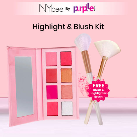 Buy NY Bae Highlighter & Blush Palette + Free Brushes Kit | Pack of 3 | Everyday Glow (16 g)-Purplle