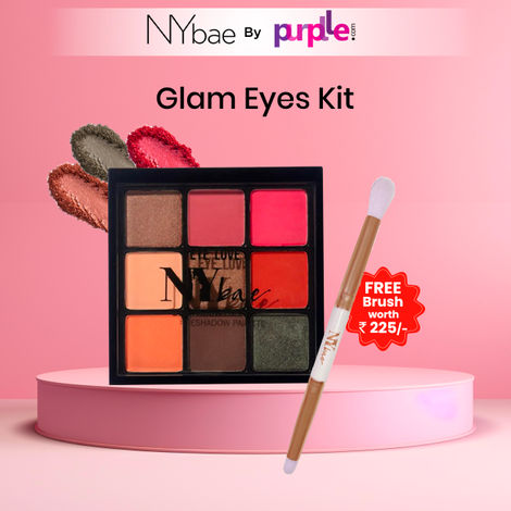 Buy NY Bae Glam Eyes Kit| Free Brush | Combo Pack | Eyeshadow Pallete| Rich Colour | Easily Blendable (9 g)-Purplle