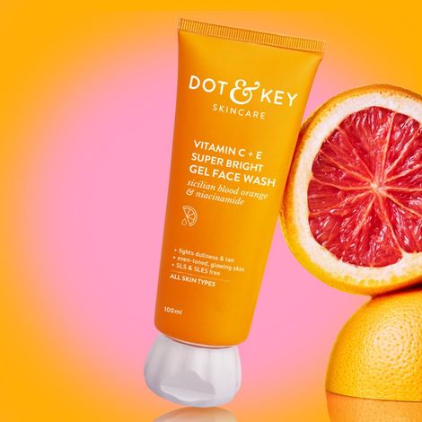 Buy Dot & Key Vitamin C + E Super Bright Gel Face Wash with Blood Orange & Niacinamide | Triple Vitamin C Face Wash for Tan, Dark Spots & Pigmented Skin | All Skin Types Face Wash for Men & Women | 100 ml-Purplle