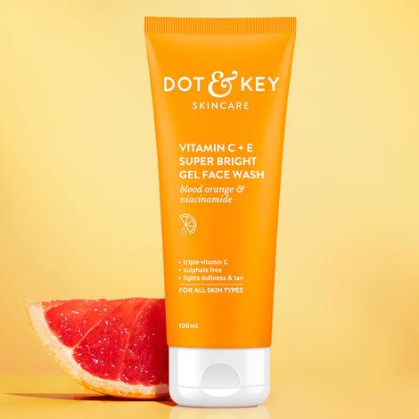 Buy Dot & Key Vitamin C + E Super Bright Gel Face Wash with Blood Orange & Niacinamide | Triple Vitamin C Face Wash for Tan, Dark Spots & Pigmented Skin | All Skin Types Face Wash for Men & Women | 100ml-Purplle