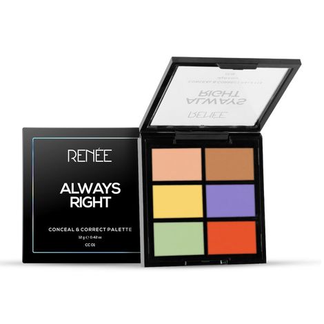 Buy RENEE Always Right Conceal & Correct Palette 12 gm, Lightweight, Smooth Texture, Blurs Blemishes, Scars & Pigmentation, Evens out skin tone seamlessly with High coverage & Blendable formula-Purplle