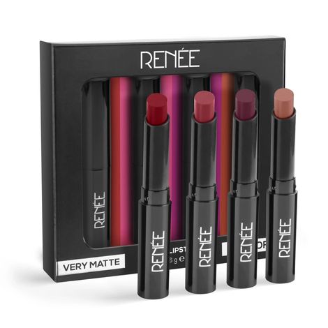 Buy Renee Very Matte Pack of 4 Matte Lipsticks , Intense Color Pay Off, Full Coverage Long Lasting Weightless Velvety Formula, 1.6 gm each-Purplle