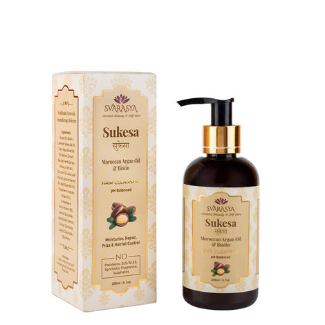 Buy Svarasya Sukesa Natural Moroccan Argan Oil & Biotin Hair Fall Control Hair Cleanser 200 ml-Purplle