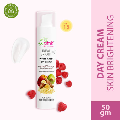 Buy La Pink Ideal Bright Day Cream with 100% Microplastic Free Formula for Glass Brightening, Lightening, SPF15, Evens Skin Tone, All Skin Types | 50g-Purplle