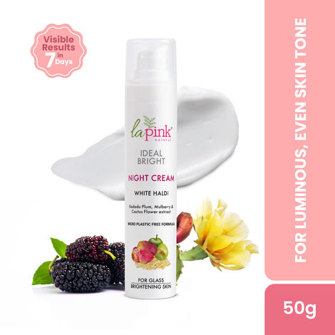 Buy La Pink Ideal Bright Night Cream with 100% Microplastic Free Formula for Glass Brightening, Lightening, Evens Skin Tone, All Skin Types | 50 gm-Purplle