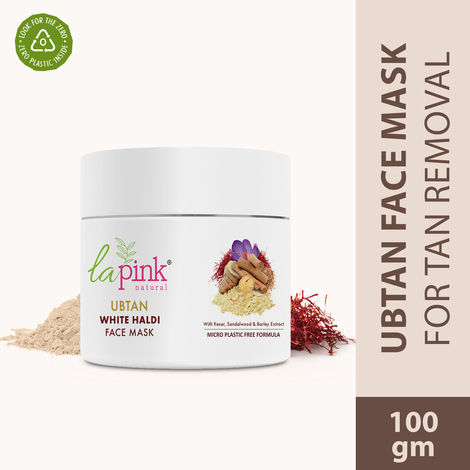 Buy La Pink Ubtan White Haldi Face Pack Mask with 100% Microplastic Free Formula Blemish, Pigmentation, Dark Spot & Tan Removal | All Skin Types | 100g-Purplle