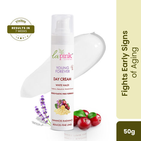 Buy La Pink Young Forever Day Cream with 100% Microplastic Free Formula, Reduces Fine Lines, Pigmentation, Dark Spots & Scars For All Skin Types | 50 gm-Purplle