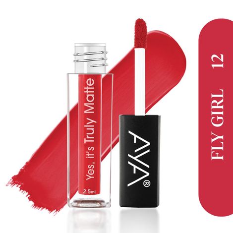 Buy AYA Yes It's Truly Matte Liquid Lipstick, 12 Fly Girl, 2.5 ml | Long Lasting | Waterproof | Kiss Proof | Enriched with Jojoba Oil, Shea Butter, Almond Oil, Vitamin E, SPF-Purplle