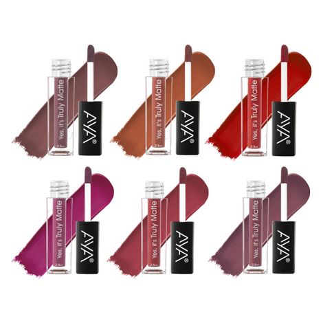 Buy AYA Yes It's Truly Matte Liquid Lipstick,Set of 6, 01 to 06, 2.5 ml*6 | Long Lasting | Waterproof | Kiss Proof | Enriched with Jojoba Oil, Shea Butter, Almond Oil, Vitamin E, SPF-Purplle