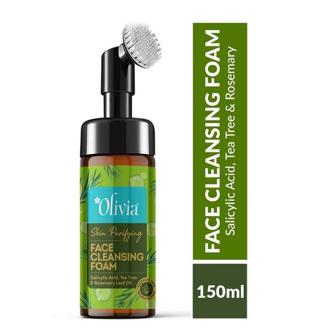 Buy Olivia Skin Purifying Face Cleansing Foam, Built in Brush Face Wash for Deep Cleansing, Massage, exfoliate with Salisylic Acid, Tea Tree, & Rosemarry Leaf Oil (150 ml)-Purplle