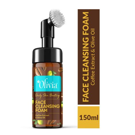 Buy Olivia Daily Skin Boosting Face Cleansing Foam, Built in Brush Face Wash for Deep Cleansing, Massage, exfoliate, Glowing Bright Skin with Coffee Extract & Olive Oil (150 ml)-Purplle