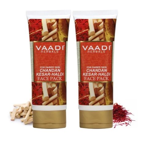 Buy Vaadi Herbals Chandan Kesar Haldi Fairness Face Pack Value Pack of 2 (120 g x 2)-Purplle