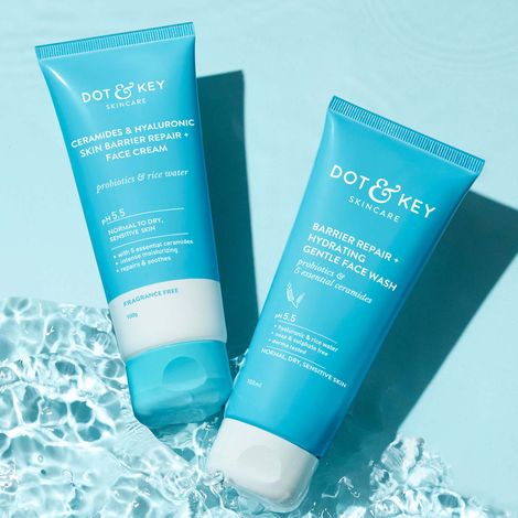 Buy Dot & Key Cermaides & Hyaluronic Barrier Repair Essentials Duo - 200g | Face wash, Face cream-Purplle