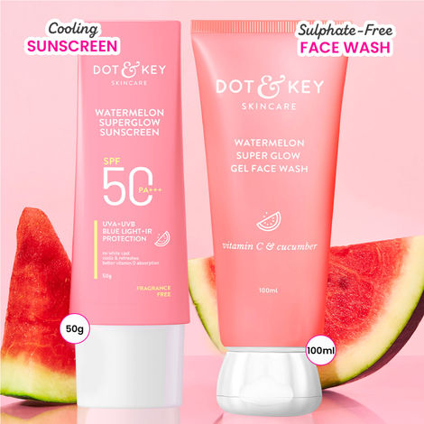 Buy Dot & Key Watermelon Sun Protect Duo - 150 gm | Sunscreen Face Cleanser-Purplle