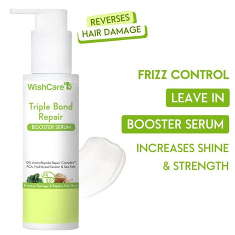 Buy WishCare Triple Bond Repair Booster Serum - 10% AminoPeptide Complex - Repairs Damaged & Frizzy Hair 100 ml-Purplle