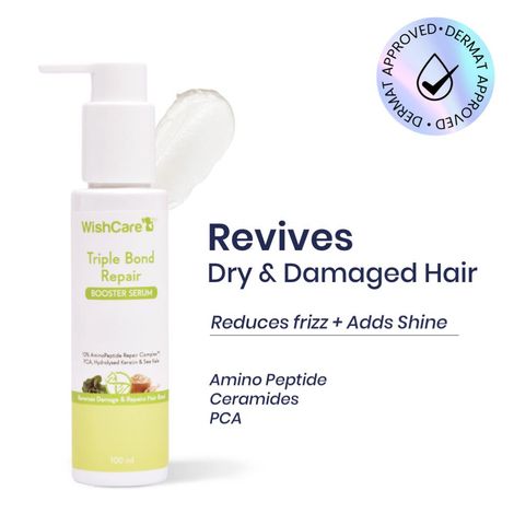 Buy WishCare Triple Bond Repair Booster Serum - 10% AminoPeptide Complex - Repairs Damaged & Frizzy Hair 100 ml-Purplle