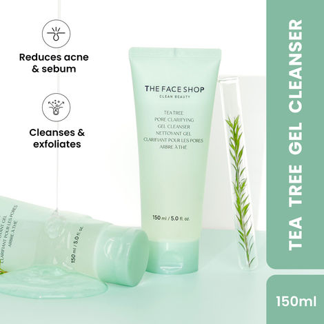Buy The Face Shop Tea Tree Pore Clarifying Gel Cleanser | Mild Foaming Face Wash With AHA, Ip BHA, PHA & Hyaluronic Acid for Acne-Prone Skin | 150 ml-Purplle