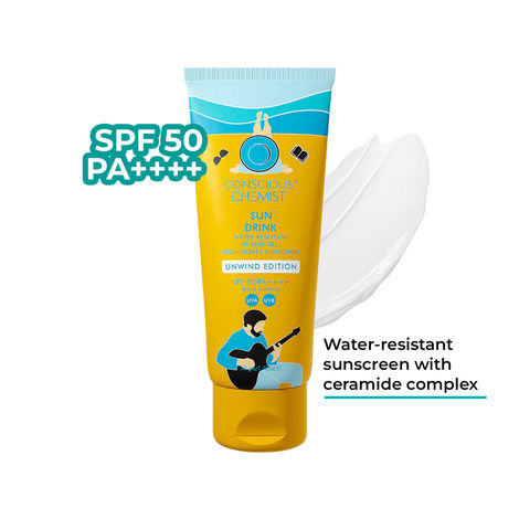 Buy Chemist Sunscreen Unwind Sun Drink Gel | SPF 50 PA++++ | 50 gm | Sunscreen SPF 50 for Dry Skin, Sunscreen for Dry Skin, Hybrid Gel with Ceramides, UVA/UVB Protection, All Skin Types-Purplle
