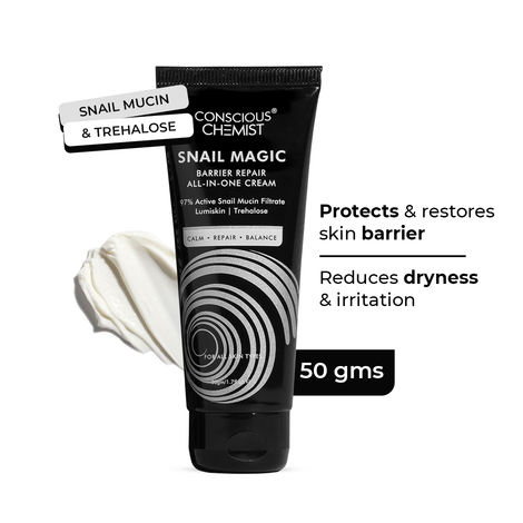 Buy Conscious Chemist Snail Magic Barrier Repair All-In-One Moisturizer for Face | 50 gm | Skin Barrier Repair, Hyaluronic water Gel with Korean Snail Mucin Extract, Face Cream for Men & Women, All Skin Type-Purplle