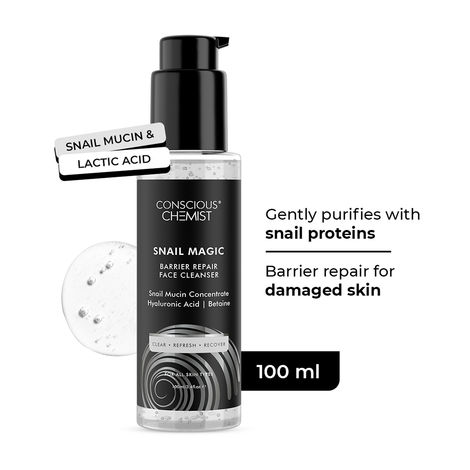 Buy Conscious Chemist Snail Magic Barrier Repair Face Cleanser | 100 ml | Cleanser for Face for Women & Men, Low pH Gel with Korean Snail Mucin Concentrate, Hyaluronic Acid & Betaine, All Skin Types - Snail Magic-Purplle