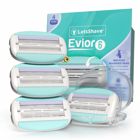 Buy LetsShave Evior 6 Body Razor Trial Kit for Sensitive Skin - Twin Three Blade Design Razor + Women Whipped shave cream Combo of 3-Purplle