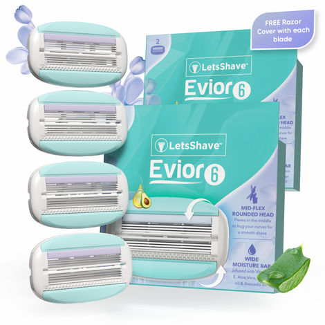 Buy LetsShave Evior 6 Body Razor Blade Refills - Twin Three Blade Design Blade (Pack of 4)-Purplle