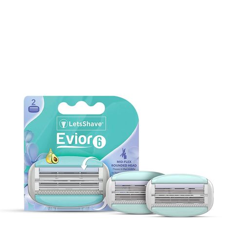 Buy LetsShave Evior 6 Body Hair Removal Razor Blades for Women (2 Pieces)-Purplle