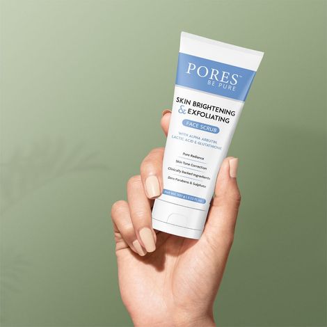 PORES Be Pure Glutathione Face Scrub for Skin Brightening with Alpha  Arbutin Lactic Acid | Revitalizing Skin Tone Correction | Exfoliating Face  Scrub