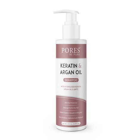 Buy PORES Be Pure Keratin Shampoo With Argan Oil & GHPTC For Dry Frizzy Hair & Tangle Free |Soft, Smooth & Shiny Hair Sulphate Free Shampoo For Women & Men - 250 Ml-Purplle