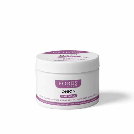 Buy PORES Be Pure Onion Hair Fall Control Hair Mask With Black Seed Oil, Fenugreek & Chia Seed For Strong Hair | All Hair Types - 200 G-Purplle