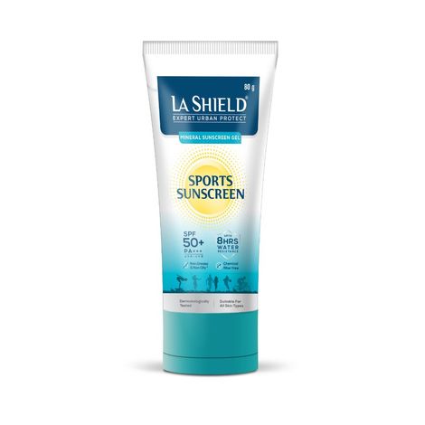 Buy La Shield Mineral Sports Sunscreen Gel SPF 50 + | 100% Mineral sunscreen | 8 Hours water resistant | For Women and Men | No white cast | Broad Spectrum PA+++ | Lightweight and non greasy | Fragrance-free | 80gm-Purplle