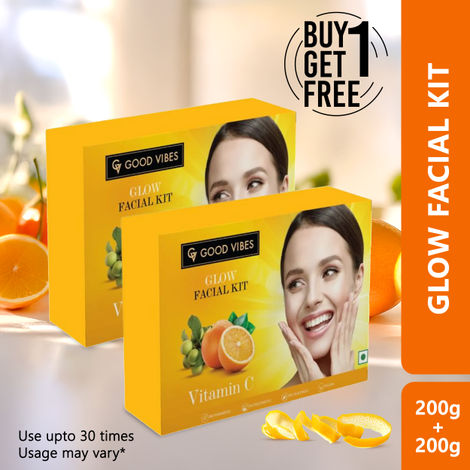 Buy Good Vibes Vitamin C Glow Facial Kit | Brighter Skin, Can Be Used Up to 30 Times (Usage May Vary by Individual) BUY 1 GET 1 FREE (400 gm)-Purplle