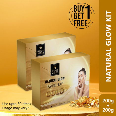 Buy Good Vibes Gold Natural Glow Facial Kit | Parlour wala glow at home, Can Be Used Up to 30 Times (Usage May Vary by Individual) BUY 1 GET 1 FREE (400 gm)-Purplle