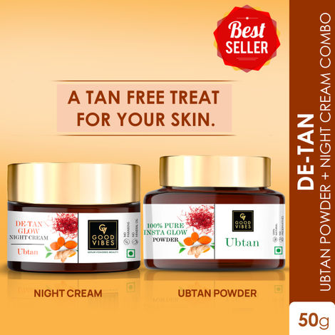 Buy Good Vibes Ubtan Insta Glow Powder (150 gm) + Ubtan Night Cream Duo(50 gm) : A Tan Free Treat for you Skin-Purplle