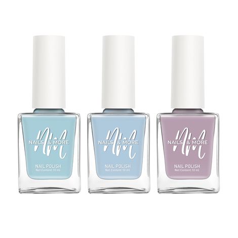 Buy NAILS & MORE: Enhance Your Style with Long Lasting in Baby blue - Light Blue - Gray Violet Set of 3-Purplle