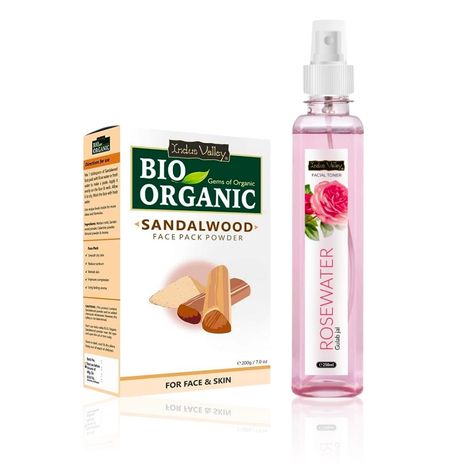 Buy Indus Valley Facial Toner Fresh Rose Water with Sandalwood face pack Powder combo pack For Face and Skin Care (250ml + 200 gm)-Purplle