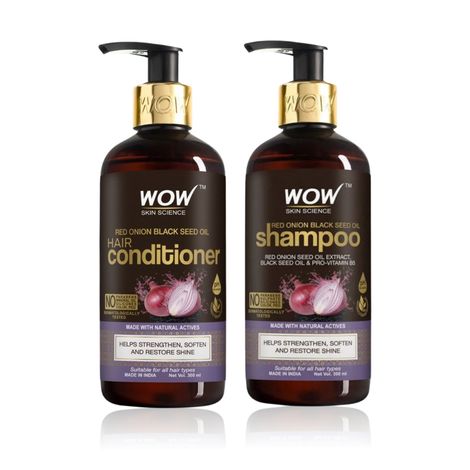 Buy WOW Skin Science Red Onion Black Seed Oil Shampoo & Conditioner Kit VC 300 ml+300 ml-Purplle
