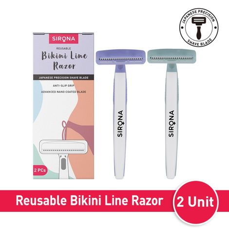 Buy Sirona Reusable Bikini Hair Removal Razor for Women | Japanese precision shave | Nano-blade technology | Chromium & PTFE-coated | No cuts | No irritation | Safe & Hygienic(Pack of 2)-Purplle