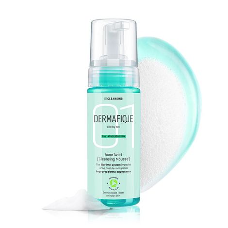 Buy Dermafique Acne Avert Foaming Mousse a€“ 150 ml, Reduction in Acne Lesions in 2 Weeks*, Face Wash with Instant Oil Control & Salycilic Acid-Purplle