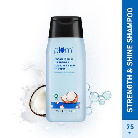 Buy Plum Coconut Milk & Peptides Strength & Shine shampoo | Enhances Hair's Shine and Strengthens Hair 75 ml-Purplle