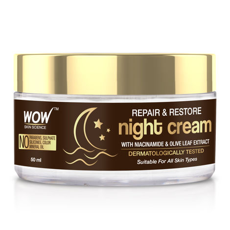 Buy WOW Skin Science Repair & Restore Night Cream | Repairs Skin Damage| Hydrates and Nourishes Skin | Fights Skin Aging | Restores Skin Radiance 50 ml-Purplle