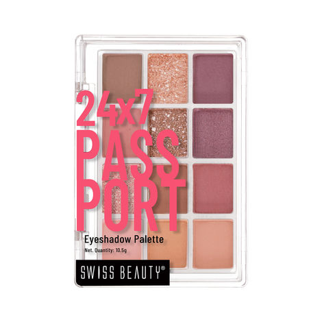 Buy Swiss Beauty 24/7 Passport Eyeshadow Palette for Eyes | Long-Lasting | 12 Shades in 1 | Smooth & Blendable 01- Early Check-In - Day (10.5 G)-Purplle