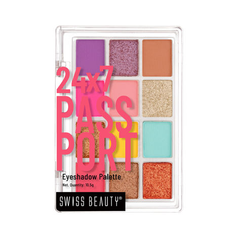 Buy Swiss Beauty 24/7 Passport Eyeshadow Palette for Eyes | Long-Lasting | 12 Shades in 1| Smooth & Blendable 03-Grand Arrival - Party (10.5 G)-Purplle