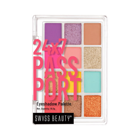 Buy Swiss Beauty 24/7 Passport Eyeshadow Palette for Eyes | Long-Lasting | 12 Shades in 1| Smooth & Blendable 03-Grand Arrival - Party (10.5 gm)-Purplle