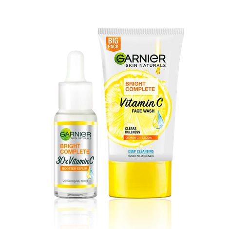 Buy Garnier Bright Complete (Vitamin C Serum, 15 ml + Bright Complete Facewash, 150g) - Combo Pack-Purplle